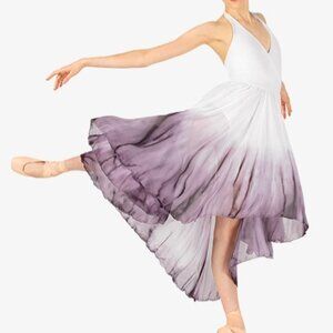 White & Purple Watercolor Lyrical Halter Dress Discount Dance AS